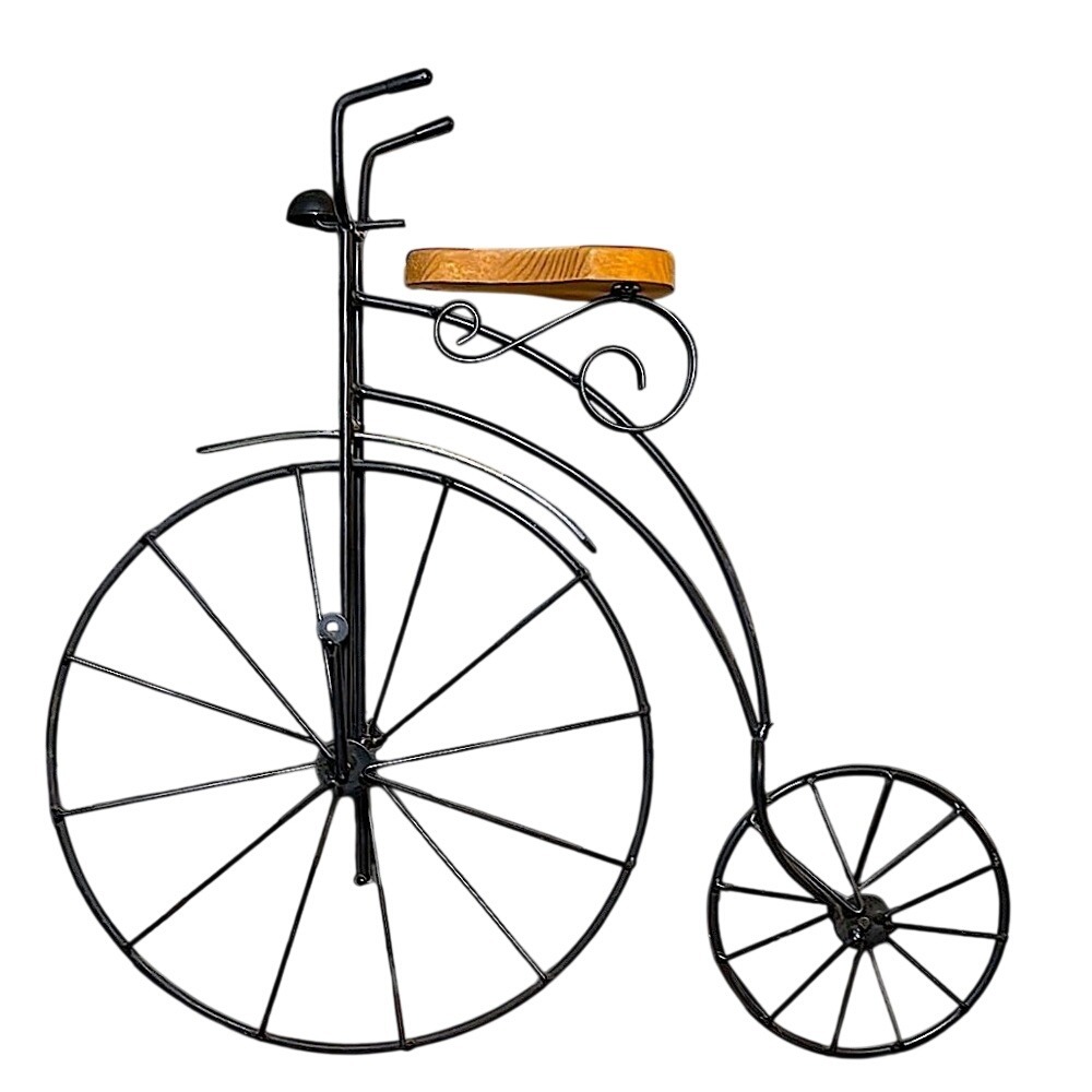 Vintage Metal‎ Penny-Farthing Bicycle 2 Ft Wall Decor with Wood Platform Rustic
